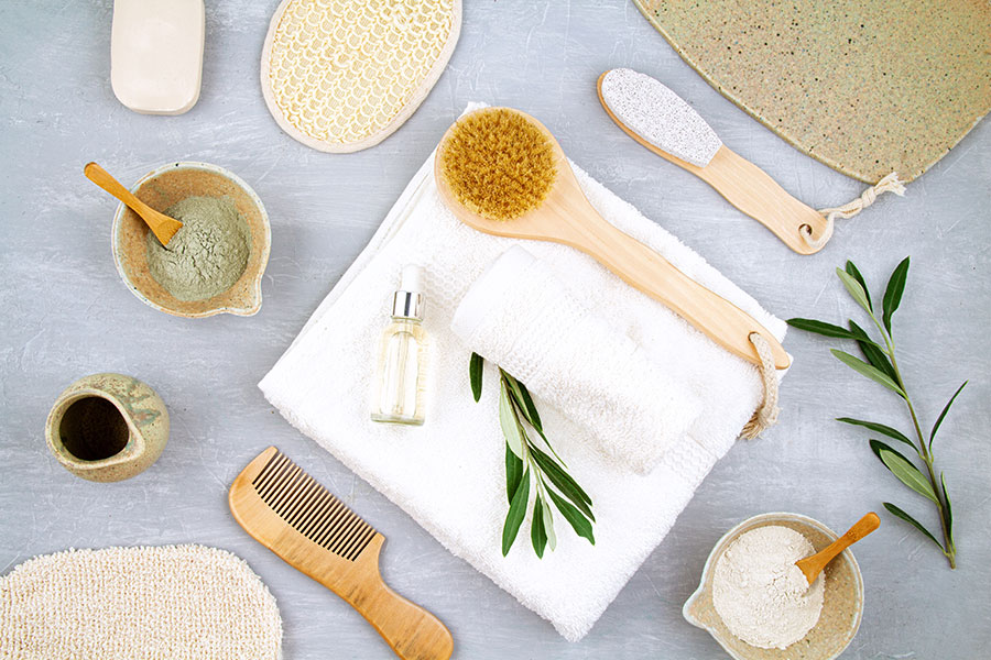エステサロンのスパ用品とタオル